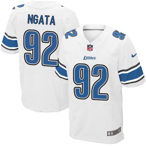 Men's Elite Haloti Ngata Nike Jersey White Road - #92 NFL Detroit Lions